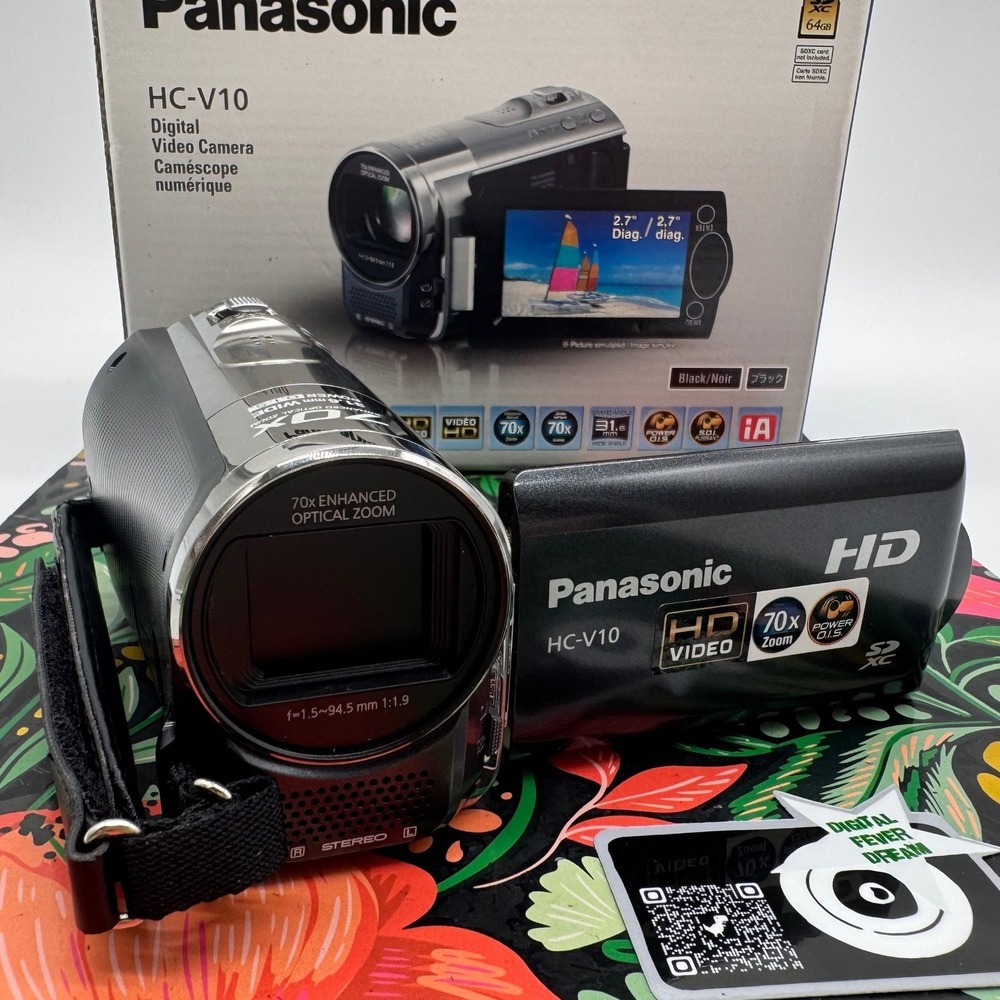 Panasonic HC-V10 HD Digital Video Camera Camcorder 70x Optical Zoom Black Silver